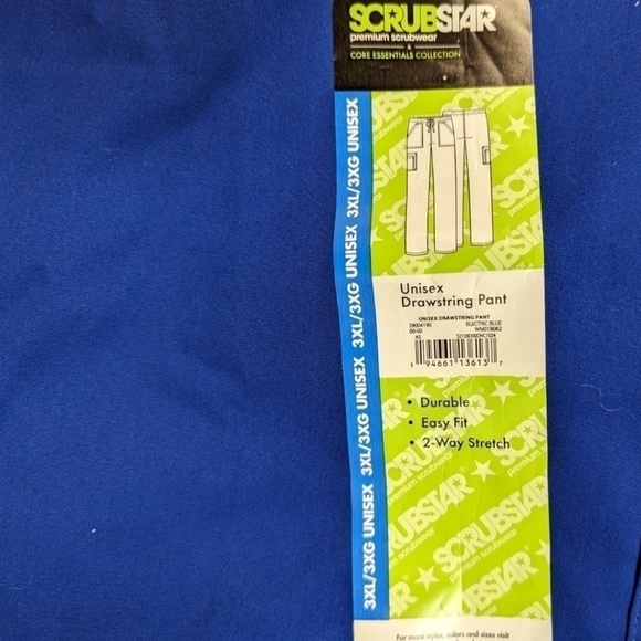 SCRUBSTAR Unisex Solid Drawstring Pant WM01B082 Electric Blue 3XL New - Picture 6 of 9